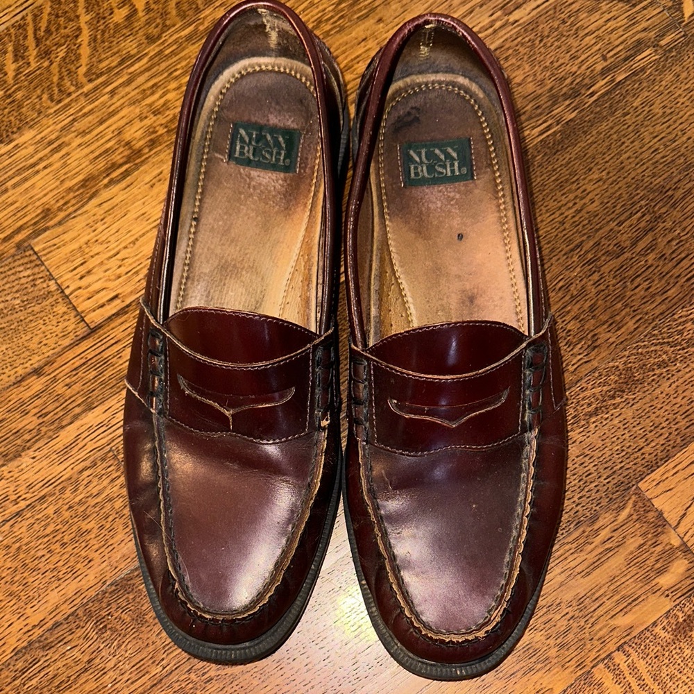 Nunn Bush Rich Brown/Burgundy Leather Penny Loafers